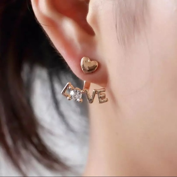 🆕 Love Earring Jacket Studs - Picture 3 of 3